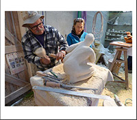 Atelier du sculpteur dans l'Yonne